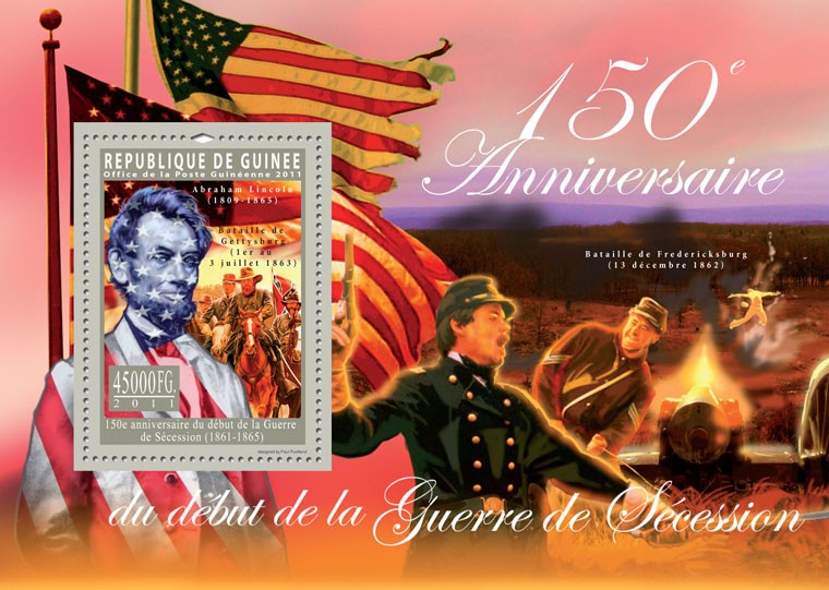 150th Anniversary of the American Civil War. - Issue of Guinée postage stamps