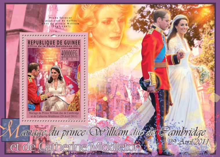 Royal Wedding, Prince William & Kate Middleton. - Issue of Guinée postage stamps