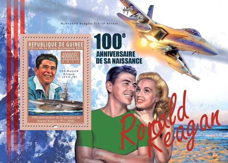 100th Anniversary of Ronald Reagan (1911 - 2004). - Issue of Guinée postage stamps