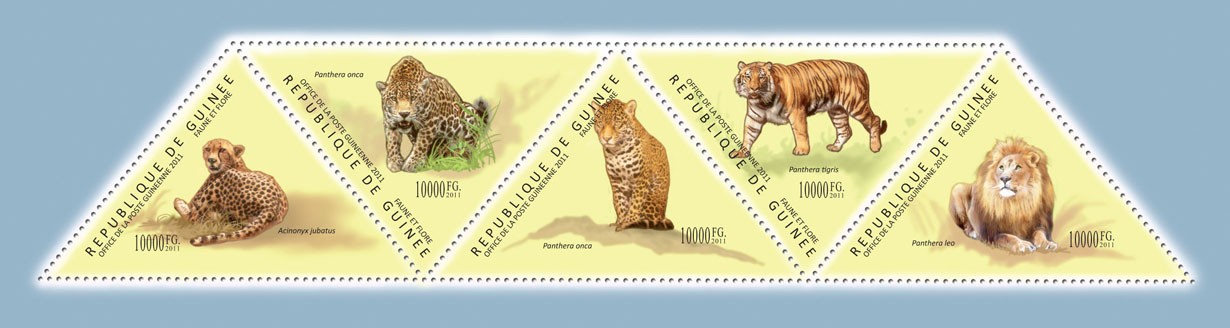 The Beasts, (Acinonyx jubatus, Panthera leo). - Issue of Guinée postage stamps