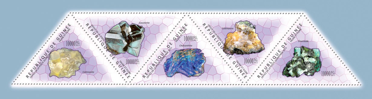 Minerals I, (Colemanite, Emeraude). - Issue of Guinée postage stamps