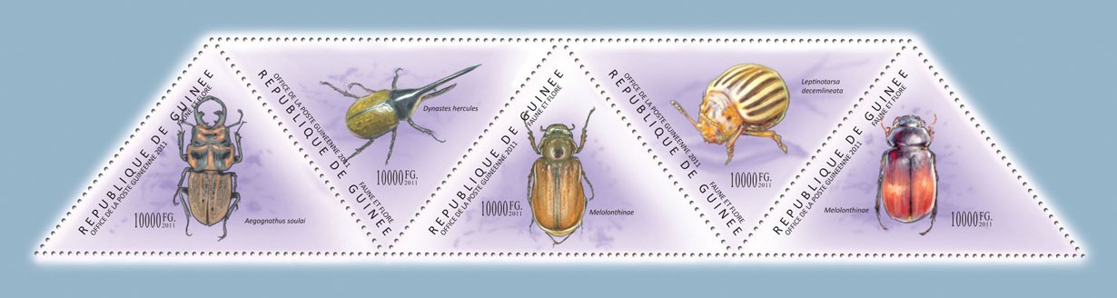 Beetles, (Aegognathus soulai, Melolonthinae). - Issue of Guinée postage stamps