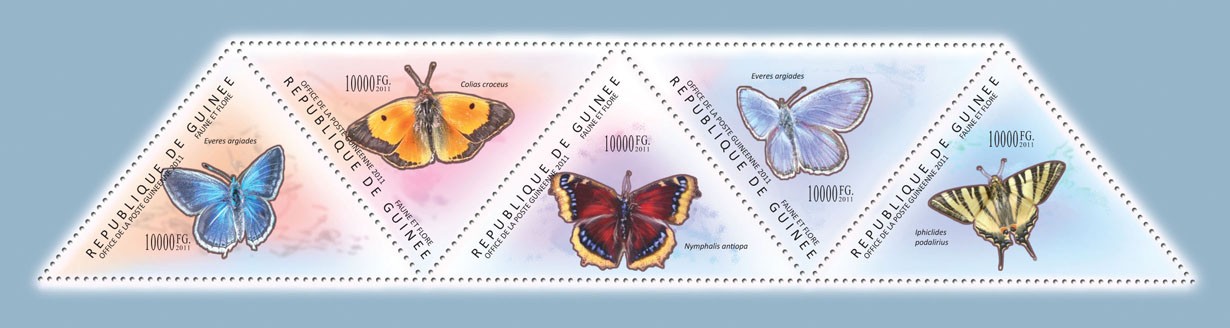 Butterflies II, (Everes argiades, Iphiclides podalirius). - Issue of Guinée postage stamps