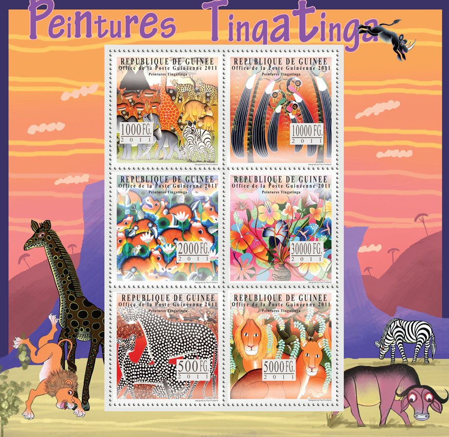 Tinga tinga Paintings. - Issue of Guinée postage stamps