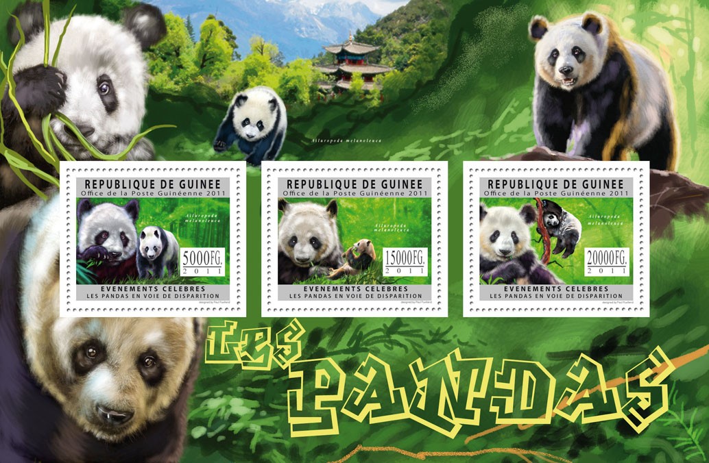 Pandas. - Issue of Guinée postage stamps