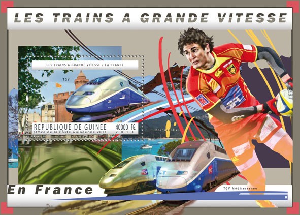 French High-Speed Trains, (TGV). - Issue of Guinée postage stamps