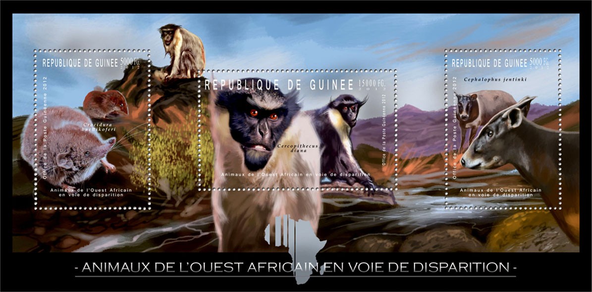 Animals - Issue of Guinée postage stamps