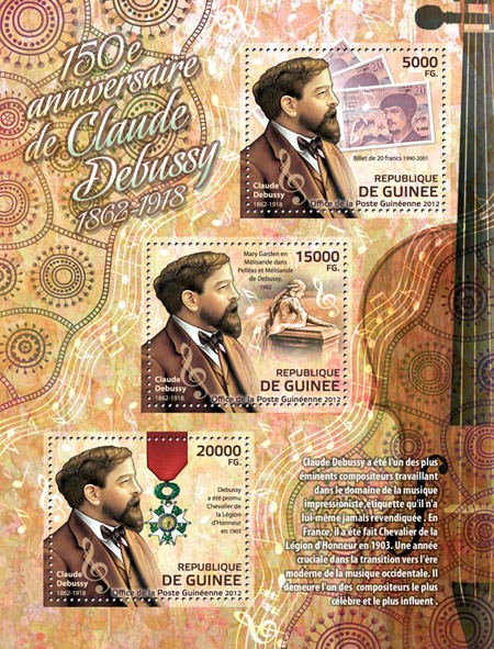 150th Anniversary of Claude Debussy, (1962 - Issue of Guinée postage stamps