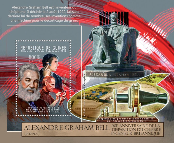 Alexander Graham Belll, (1847-1922). - Issue of Guinée postage stamps