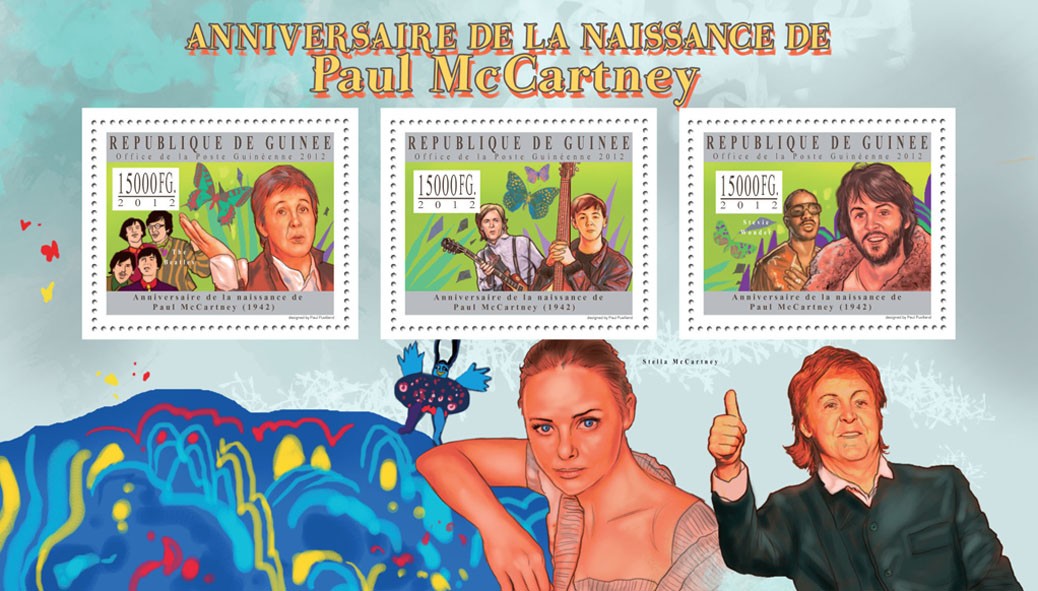 Paul McCartney - Issue of Guinée postage stamps