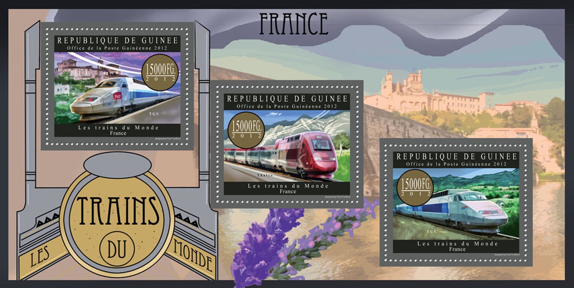 Trains of France - Issue of Guinée postage stamps