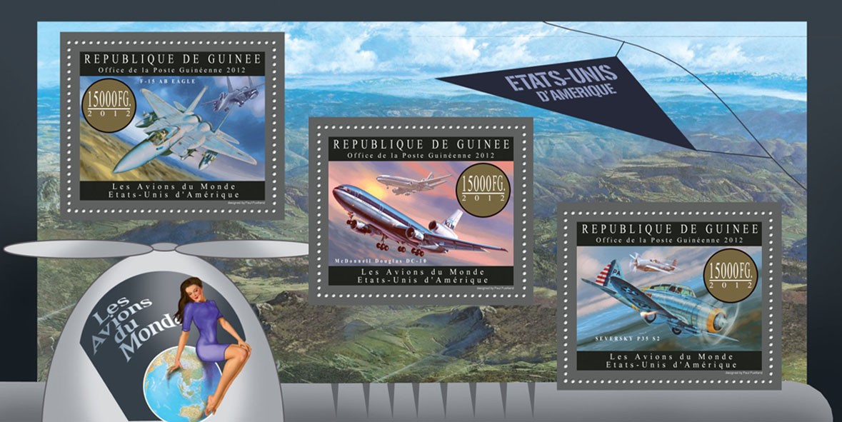 Plane of USA - Issue of Guinée postage stamps