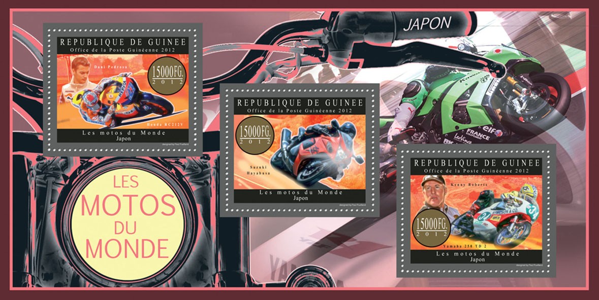 Motorcycles of Japan - Issue of Guinée postage stamps