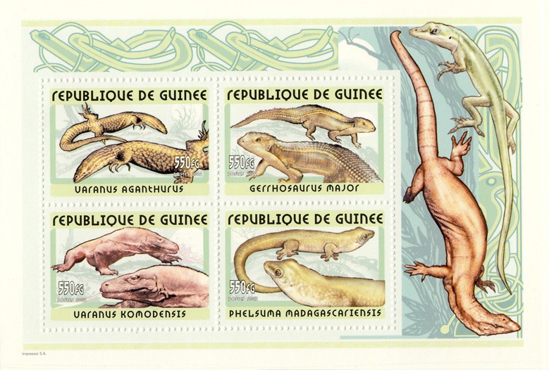 Lizards s/s - Issue of Guinée postage stamps