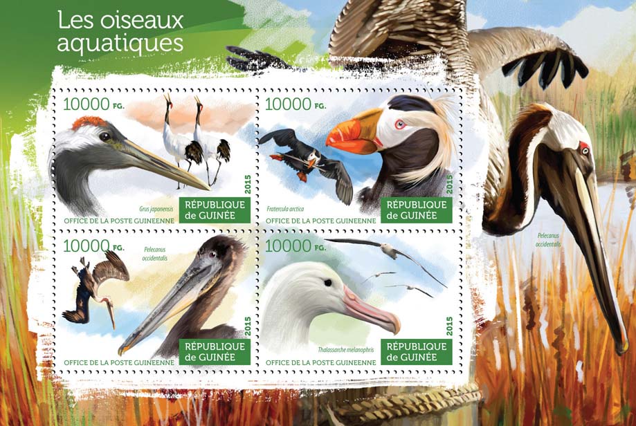 Water birds - Issue of Guinée postage stamps
