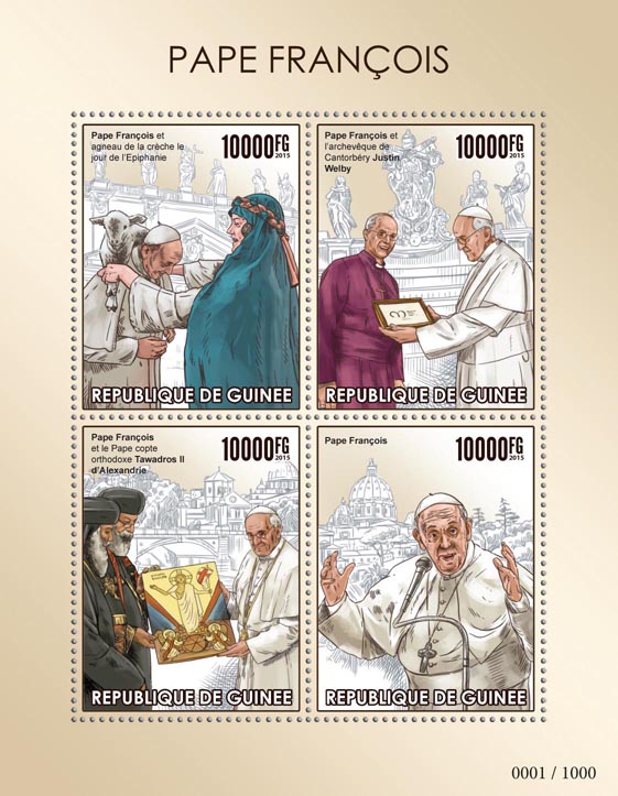 Pope Francis - Issue of Guinée postage stamps