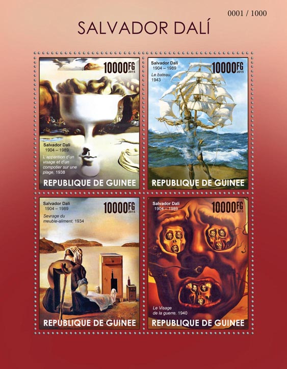 Salvador Dali - Issue of Guinée postage stamps