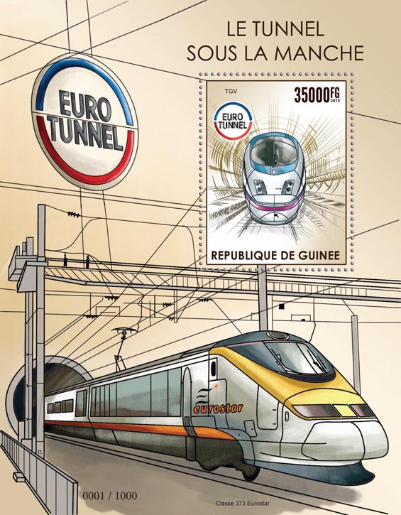 The Channel Tunnel - Issue of Guinée postage stamps
