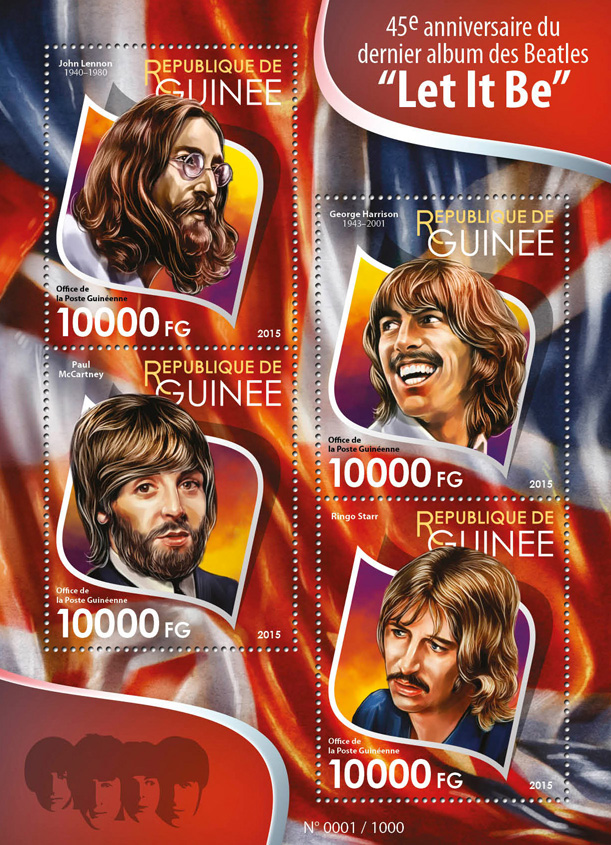 The Beatles - Issue of Guinée postage stamps