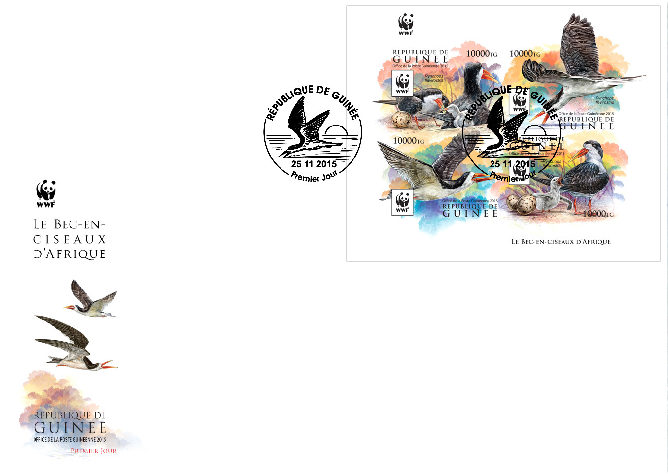 WWF – Skimmer (FDC imperf.) - Issue of Guinée postage stamps