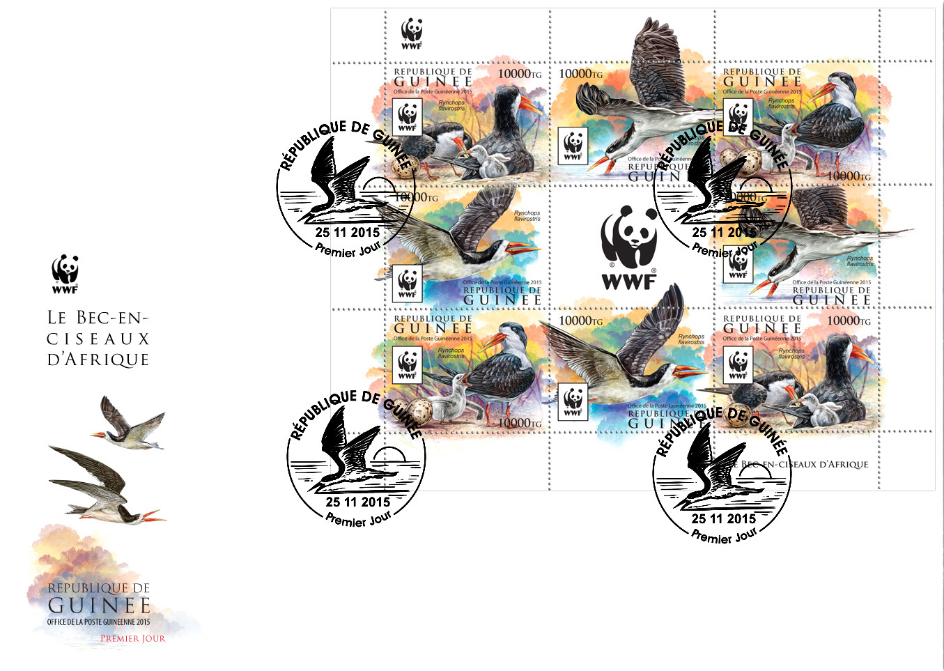 WWF – Skimmer (FDC) - Issue of Guinée postage stamps