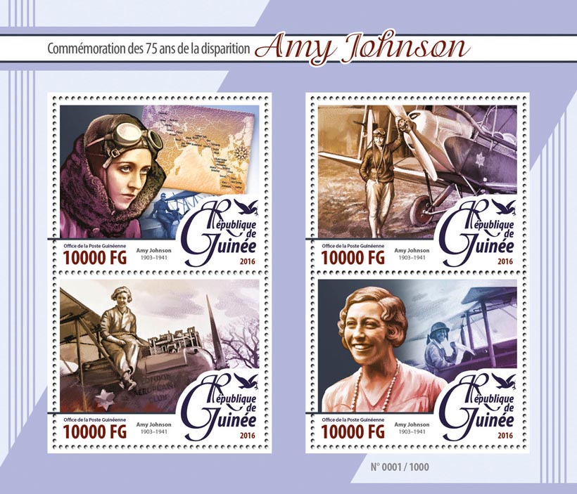 Amy Johnson - Issue of Guinée postage stamps