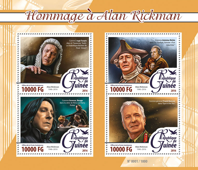 Alan Rickman - Issue of Guinée postage stamps