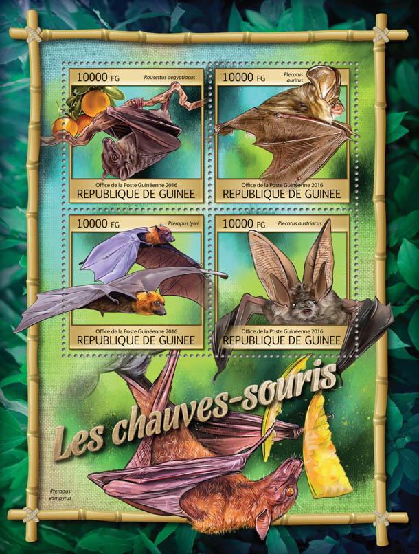 Bats - Issue of Guinée postage stamps
