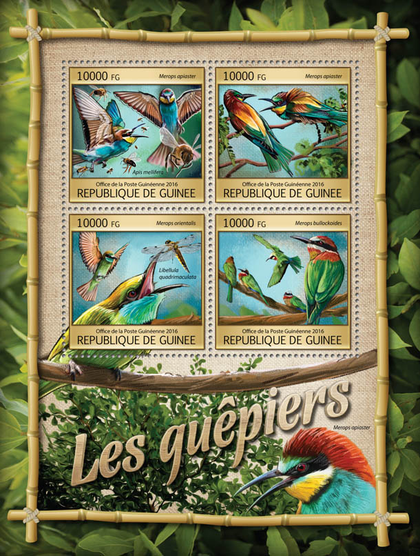 Bee-eaters - Issue of Guinée postage stamps
