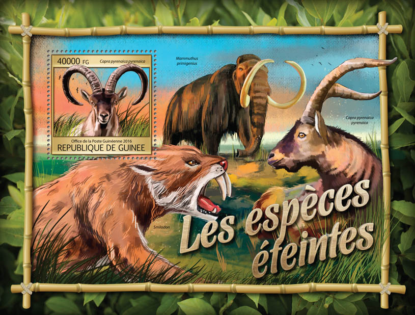 Extinct animals - Issue of Guinée postage stamps