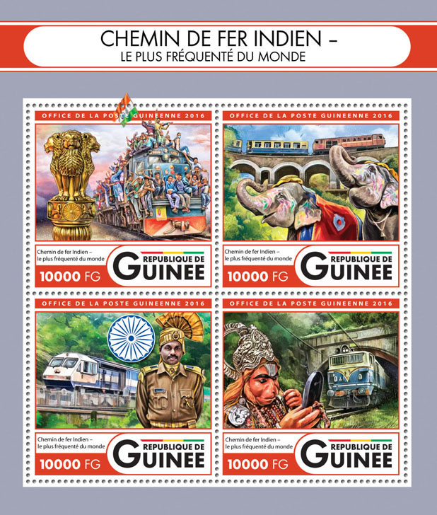 Indian Railway - Issue of Guinée postage stamps