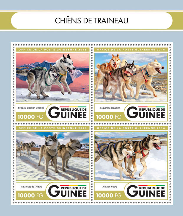 Sledge dogs - Issue of Guinée postage stamps
