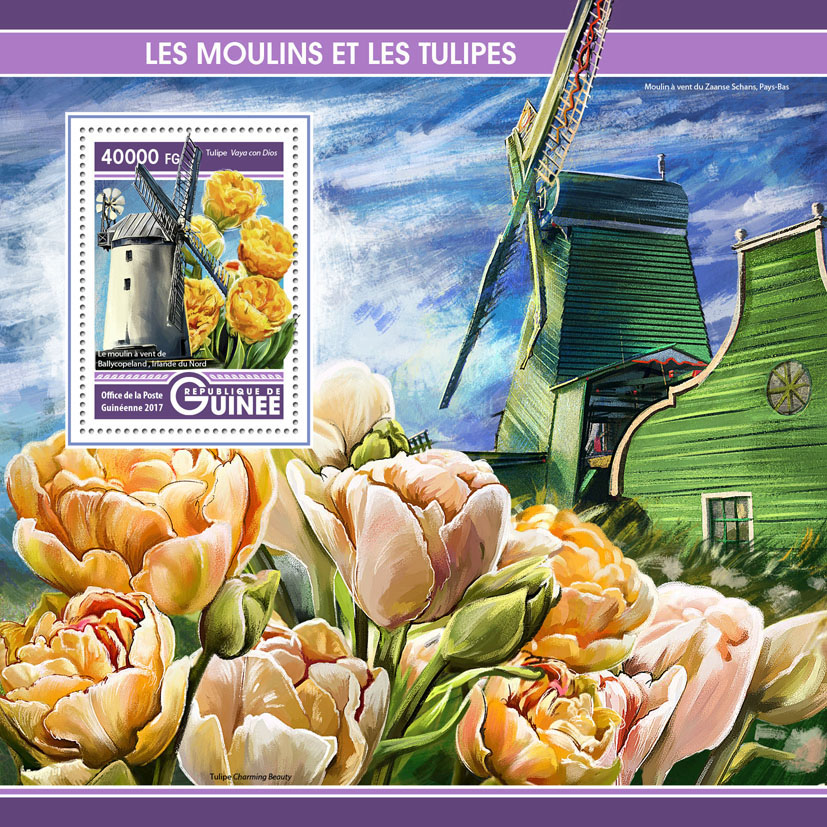 Windmills and tulips - Issue of Guinée postage stamps