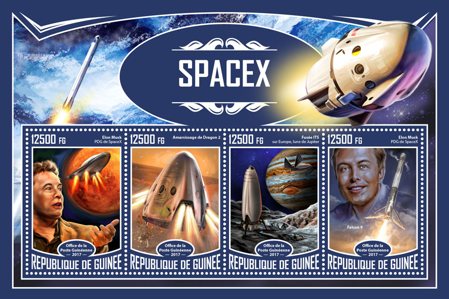 Space X - Issue of Guinée postage stamps