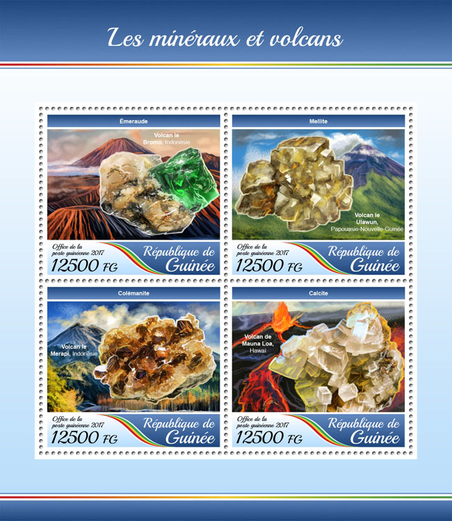 Minerals and volcanoes - Issue of Guinée postage stamps
