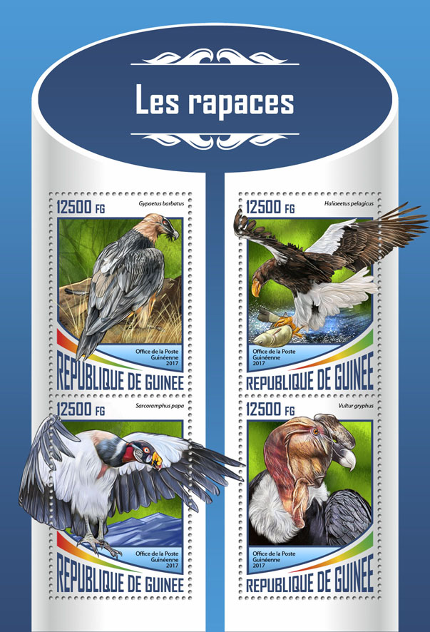Birds of prey - Issue of Guinée postage stamps
