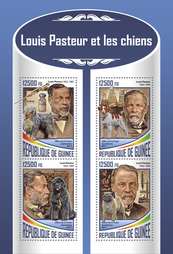 Louis Pasteur and dogs - Issue of Guinée postage stamps