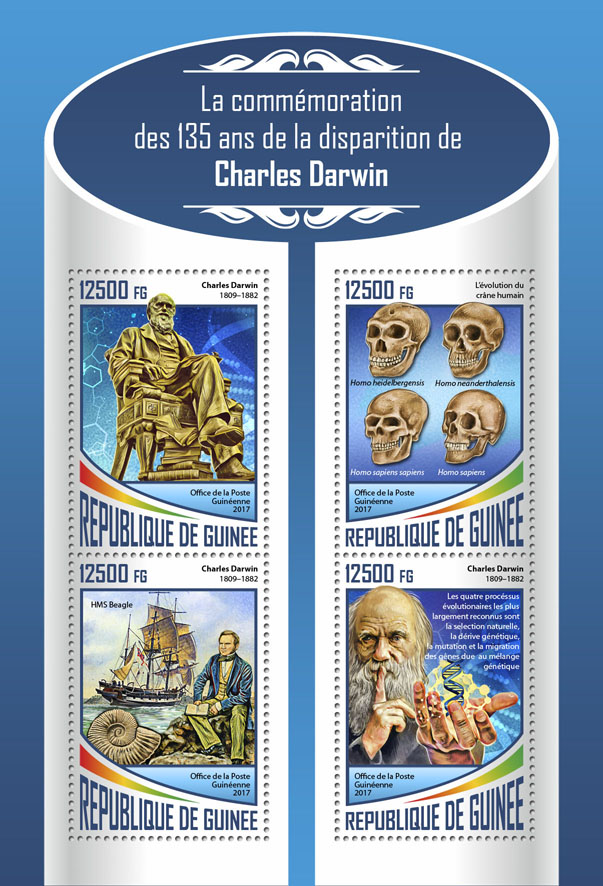 Charles Darwin - Issue of Guinée postage stamps