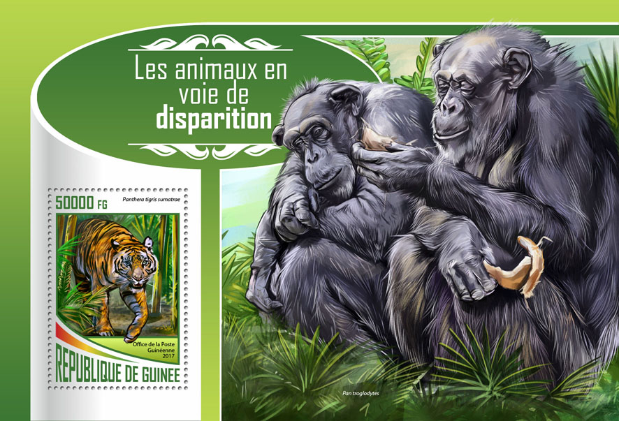 Endangered animals - Issue of Guinée postage stamps