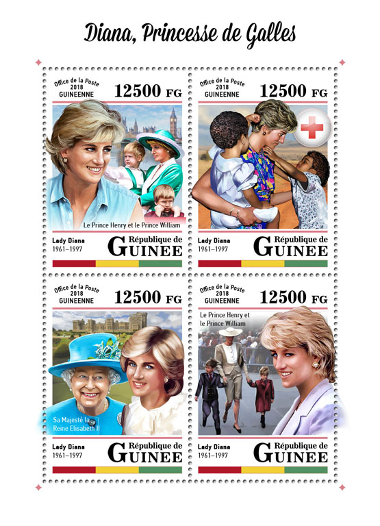 Diana - Issue of Guinée postage stamps