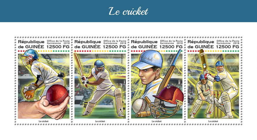 Cricket - Issue of Guinée postage stamps