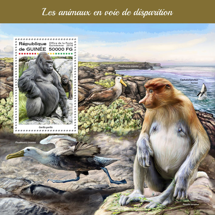 Endangered animals - Issue of Guinée postage stamps
