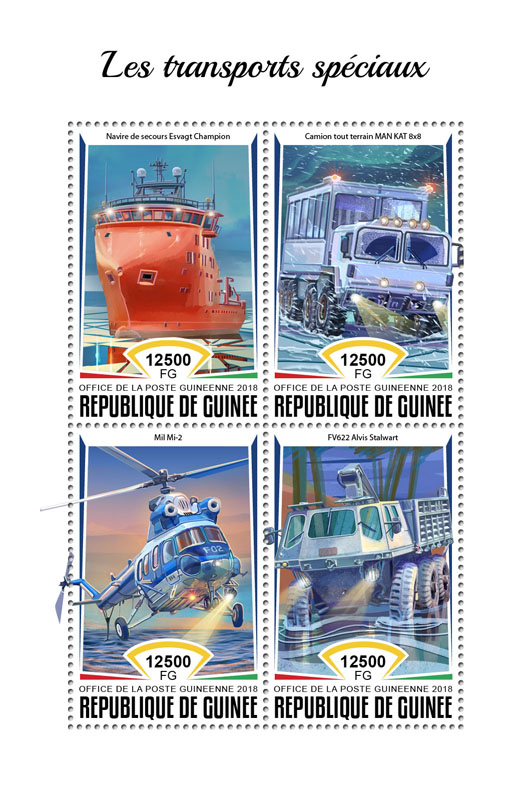 Special transport - Issue of Guinée postage stamps