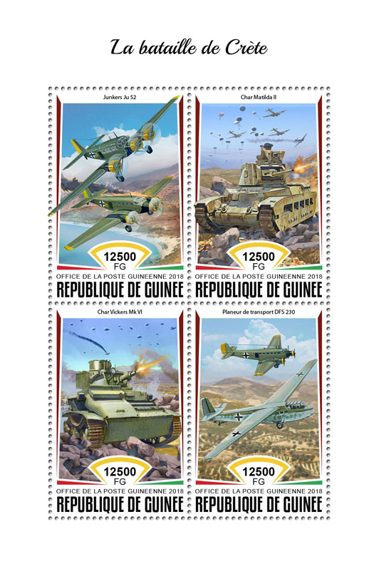 Battle of Crete - Issue of Guinée postage stamps