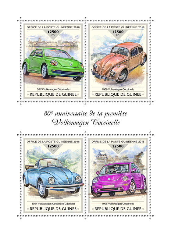 Volkswagen Beetle - Issue of Guinée postage stamps