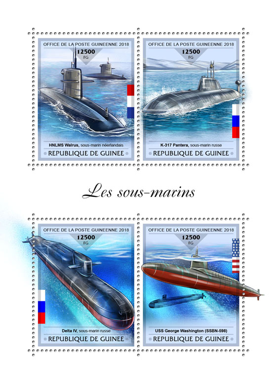 Submarines - Issue of Guinée postage stamps