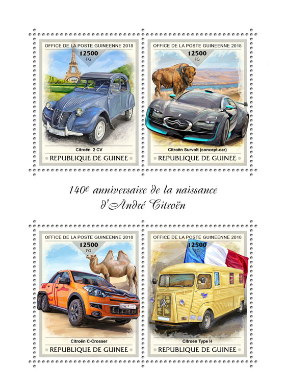 Andre Citroen - Issue of Guinée postage stamps