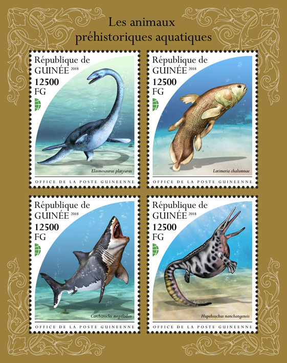 Prehistoric water animals - Issue of Guinée postage stamps