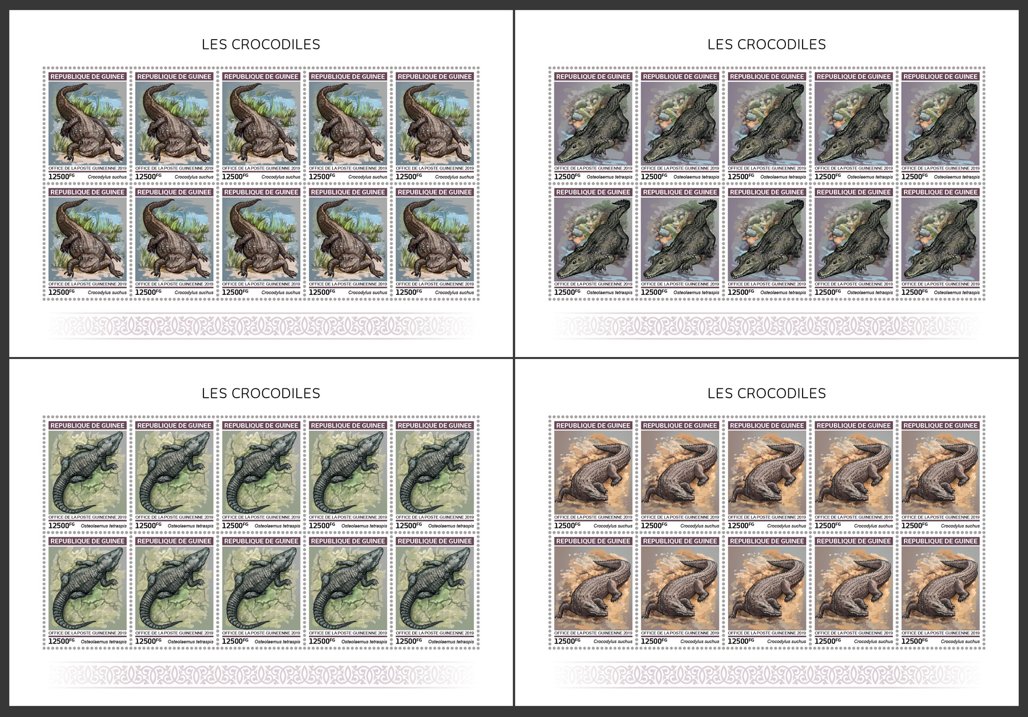 Crocodiles - Issue of Guinée postage stamps