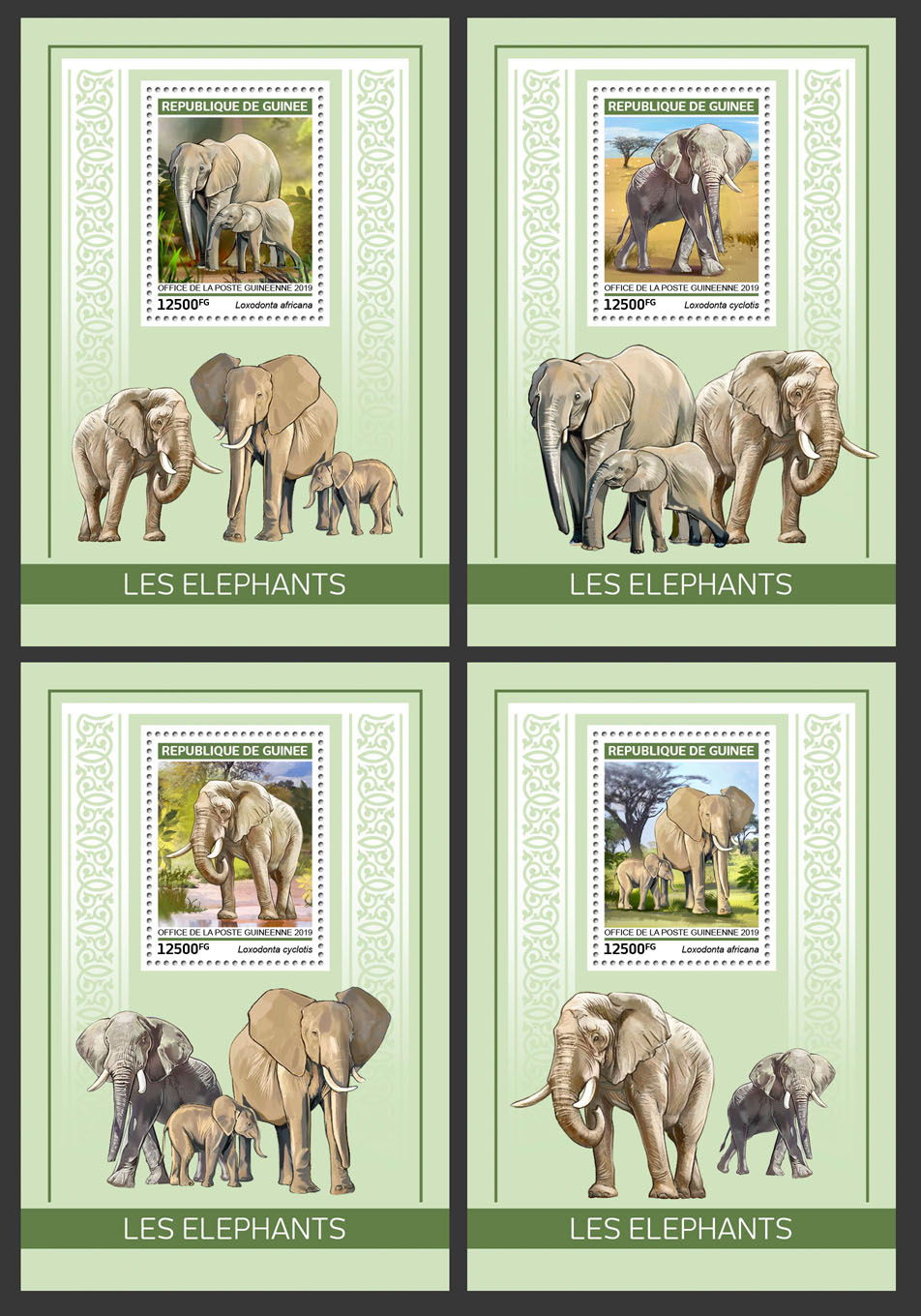 Elephants - Issue of Guinée postage stamps